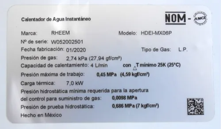 BOILER CALENTADOR DE AGUA ESSENTIALS RHEEM 6 LTS