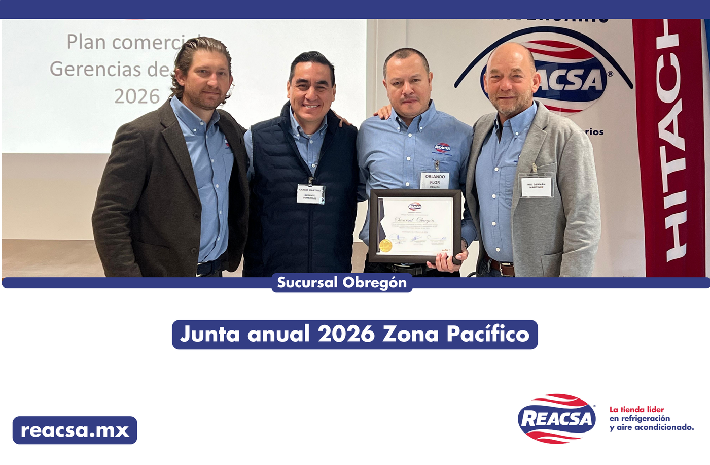 Reconocimiento a la Mejor Sucursal Zona Pacífico REACSA 2025