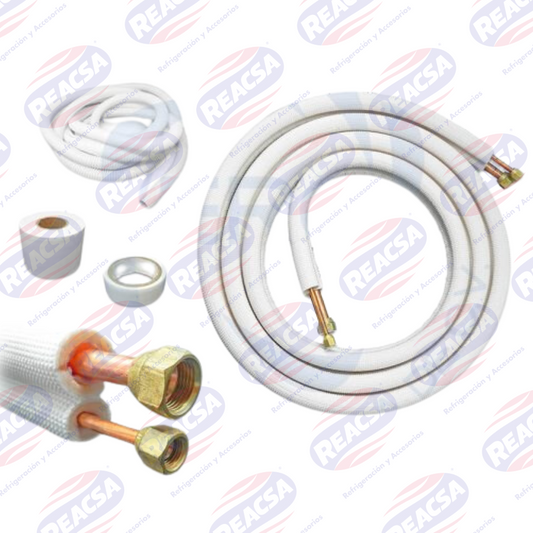 Kit de conexión para minisplit bobina de cobre con tuercas 1/4″ – 3/8″